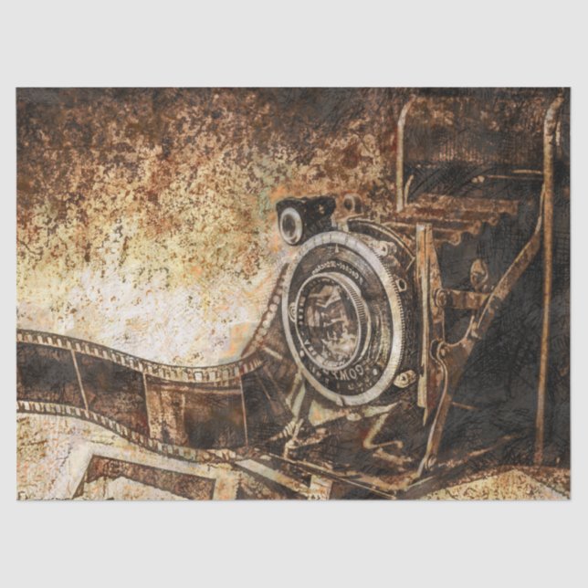 Antique Old Photo Camera Tissue Paper (Front)