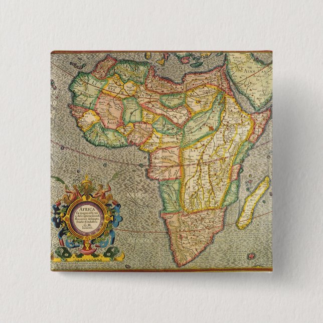 Antique Old World Gerardus Mercator Map of Africa 15 Cm Square Badge (Front)