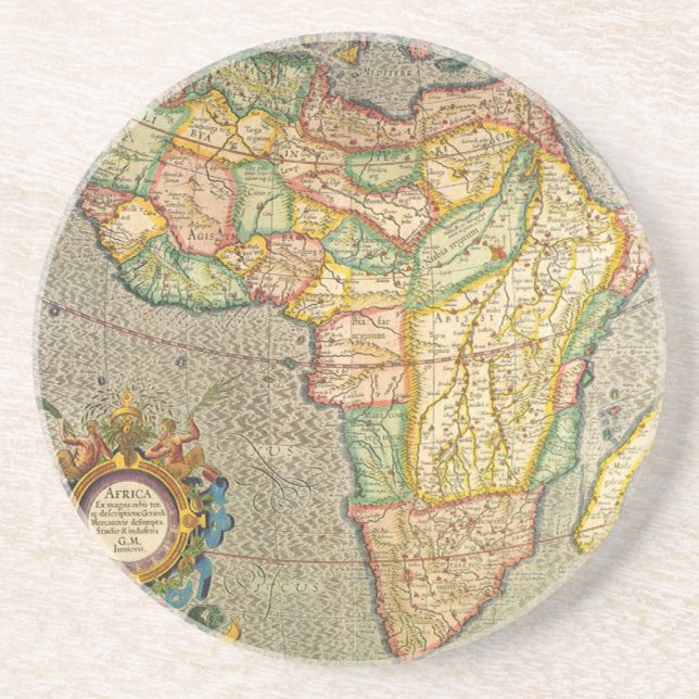 Antique Old World Gerardus Mercator Map of Africa Coaster (Front)