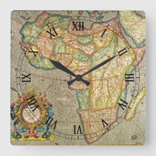 Antique Old World Gerardus Mercator Map of Africa Square Wall Clock