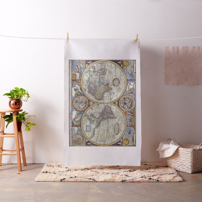 Antique Old World Map #3: Backdrops Wall Hangings Fabric (In Situ)