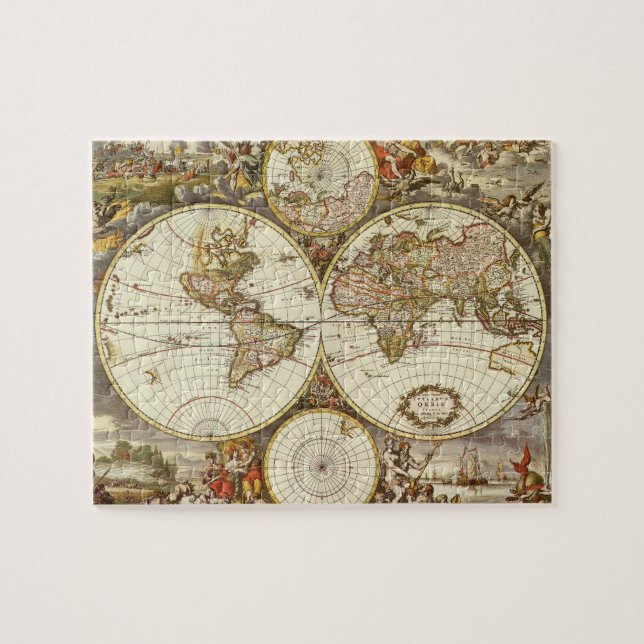 Antique Old World Map by Frederick de Wit, c. 1680 Jigsaw Puzzle (Horizontal)