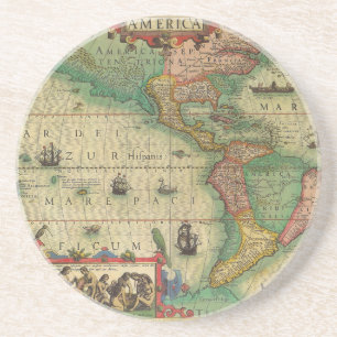 Antique Old World Map of the Americas, 1606 Coaster