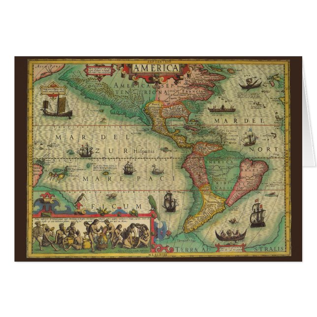 Antique Old World Map of the Americas by Hondius (Front Horizontal)