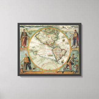 Antique Old World Map the Americas, Theodor de Bry Canvas Print