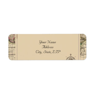 Antique Old World Map Wedding Label