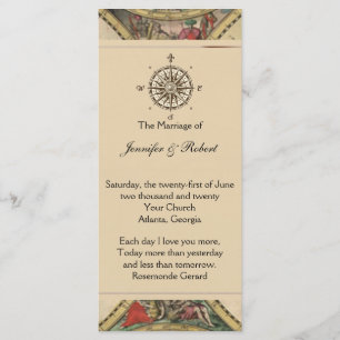 Antique Old World Map Wedding Program Programme
