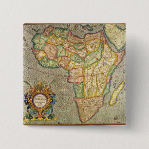 Antique Old World Mercator Map of Africa, 1633 15 Cm Square Badge