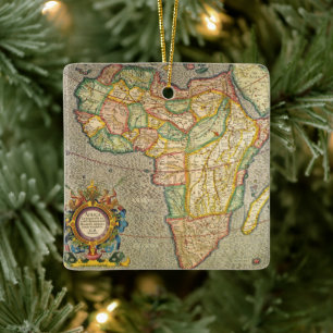 Antique Old World Mercator Map of Africa, 1633 Ceramic Tree Decoration