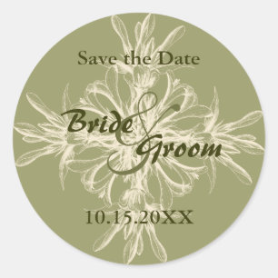 Antique Olive Save the Date Stickers