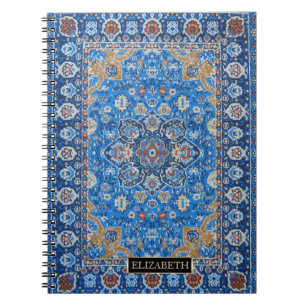 Antique Oriental Blue Turkish Persian Carpet Rug Notebook