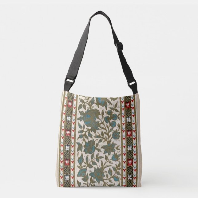 Antique Oriental Carpet Botanical Pattern Crossbody Bag (Front)