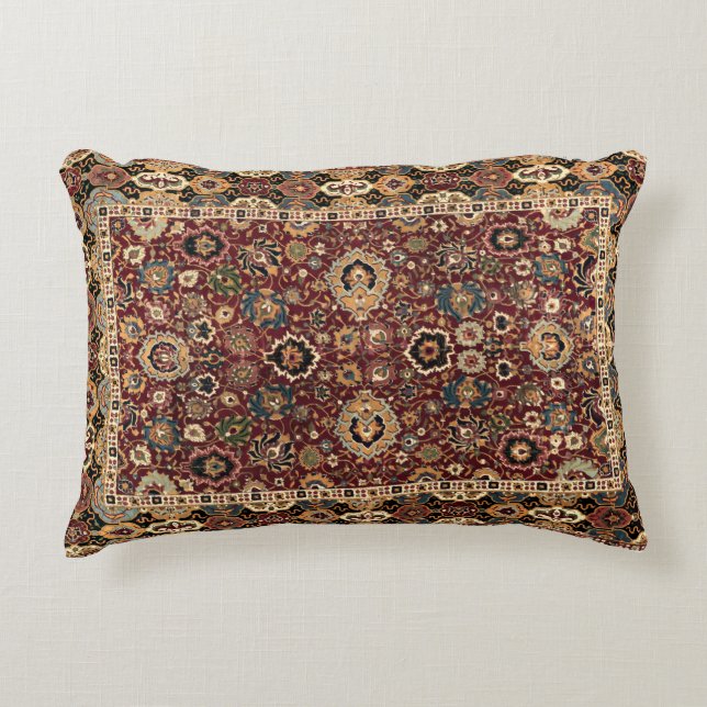 Antique Oriental Persian Herat Carpet Print Decorative Cushion (Front)