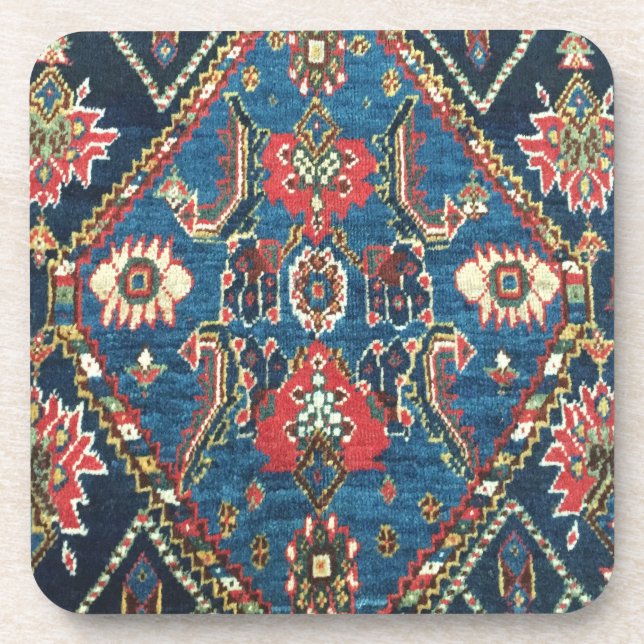 Antique Oriental Turkish Persian Carpet Blue Coaster (Front)