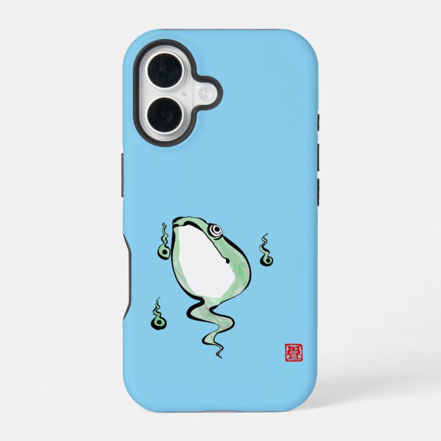 Antique Origin Story Grumpy Frog Japanese Toad iPhone 16 Case (Back)