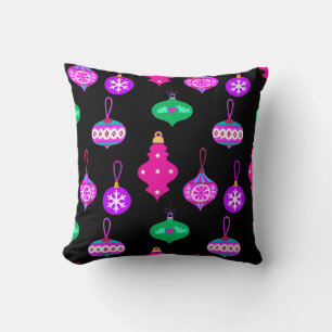 Antique Ornament Pattern in Pink, Teal and Black Cushion