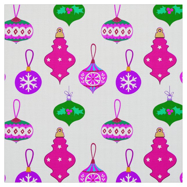 Antique Ornament Pattern in Pink, Violet and Teal Fabric (Swatch)