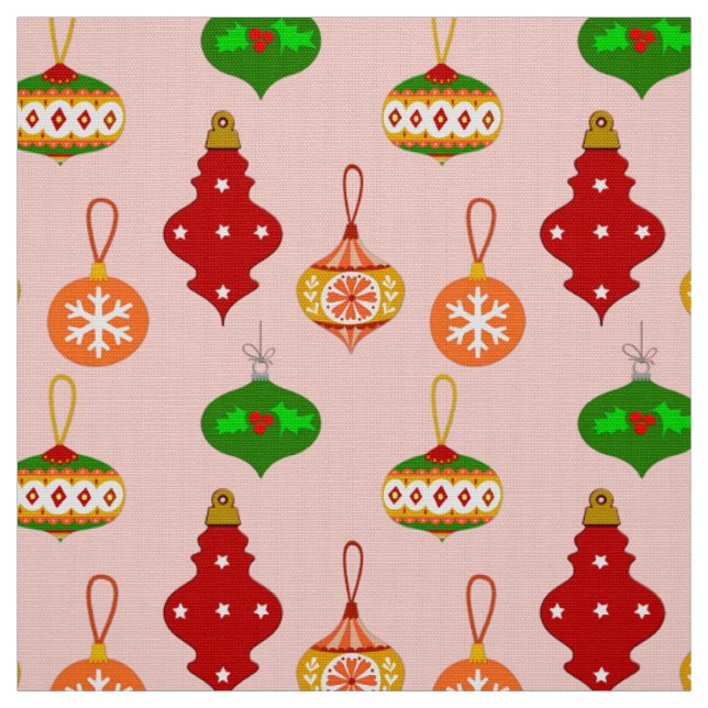 Antique Ornament Pattern in Red, Green and Pink Fabric (Swatch)