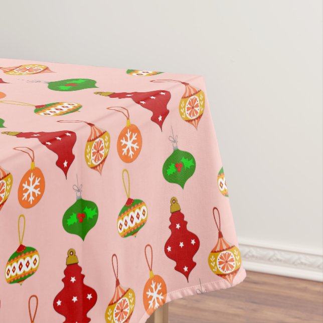 Antique Ornament Pattern in Red, Green and Pink Tablecloth (In Situ)