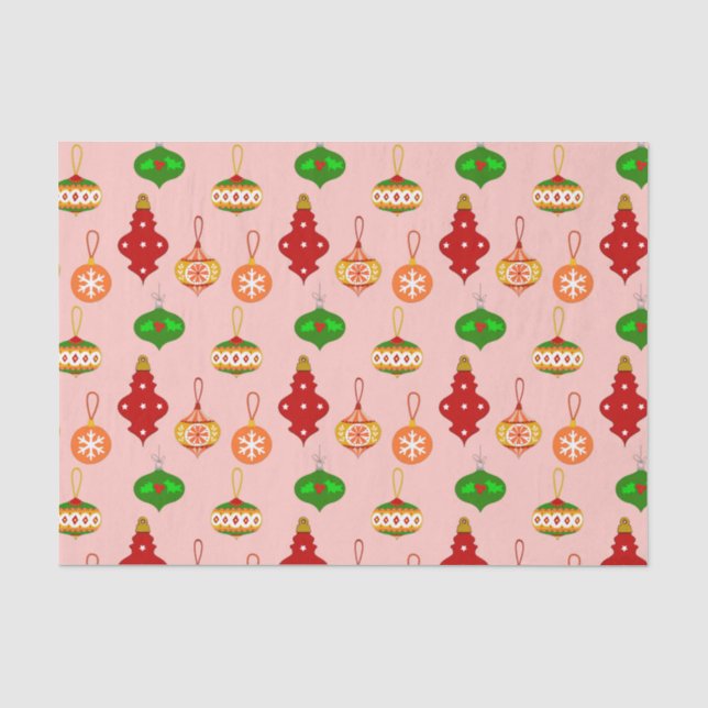 Antique Ornament Pattern in Red, Green and Pink Tissue Paper (Front)