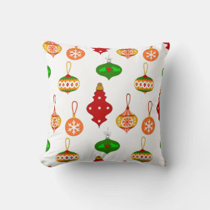 Antique Ornament Pattern in Red, Green and White Cushion