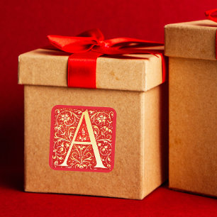 Antique ornamental monogram -  capital A Square Sticker