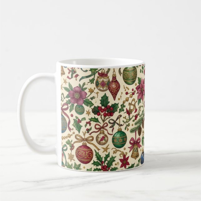 Antique Ornaments Hanging from Ribbon Coffee Mug (Left)