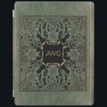 Antique Ornate Leather Monogram Book Cover<br><div class="desc">Richly ornate floral cover art from 1898 edition of Longfellow's Roses and Lilies in shades of weathered deep olive green and black. Note:  Sculpted,  engraved,  embossed and dimensional effects,  layered,  textured and shadowed appearance achieved digitally. Actual product has a flat surface.</div>