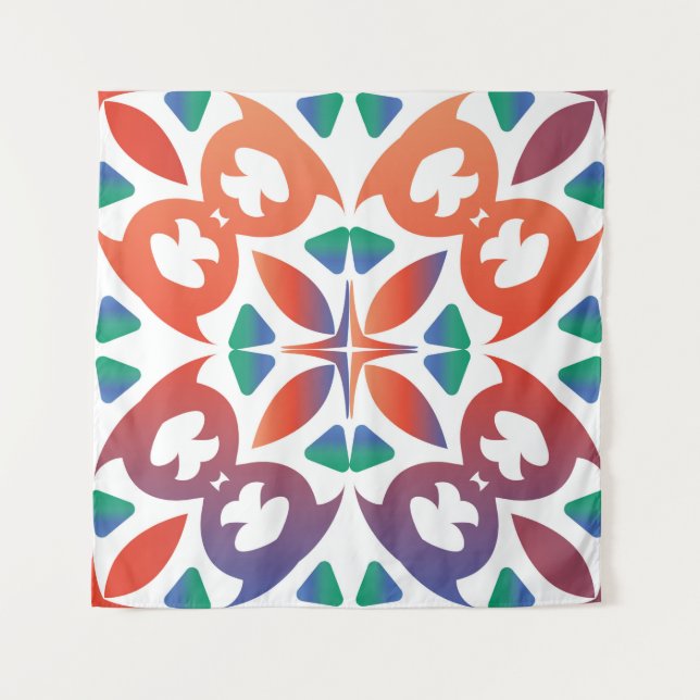 Antique ornate tiles talavera mexico. Geometric de Tapestry (Front)