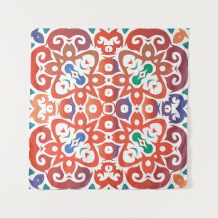 Antique ornate tiles talavera mexico. Hand drawn d Tapestry