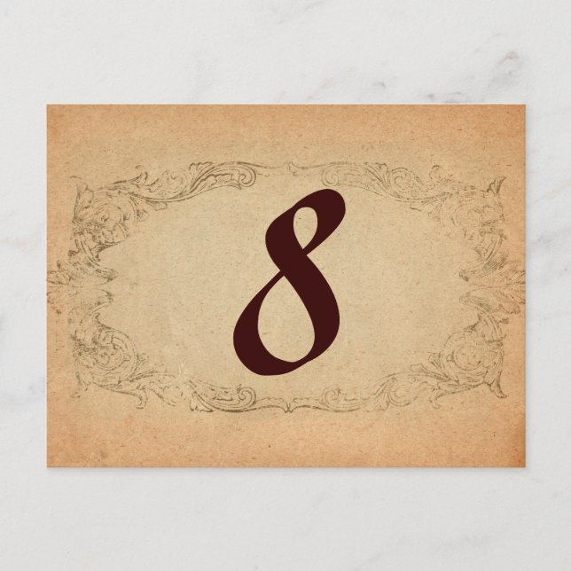 Antique Oval Parchment Table Number Postcard (Front)