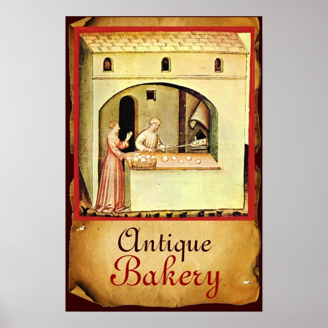 ANTIQUE OVEN  BAKER ,BAKERY BREAD SHOP POSTER (Front)