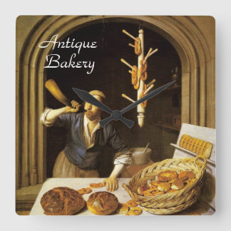 ANTIQUE OVEN BAKER ,BAKERY BREAD SHOP SQUARE WALL CLOCK