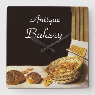 ANTIQUE OVEN BAKER ,BAKERY BREAD SHOP SQUARE WALL CLOCK