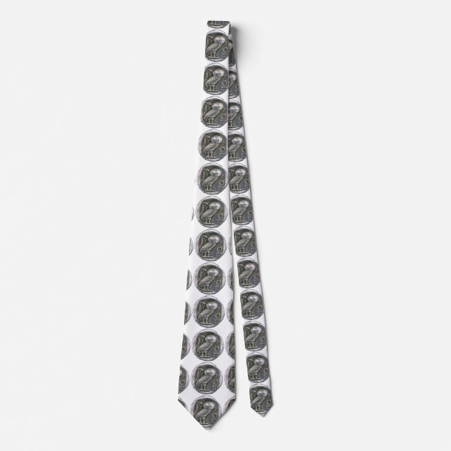 ANTIQUE OWL Greek Coin Tie (Front)