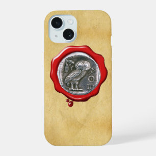 ANTIQUE OWL SILVER RED WAX SEAL Parchment iPhone 15 Case