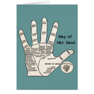 Antique Palm Reader Hand Diagram: Palmistry