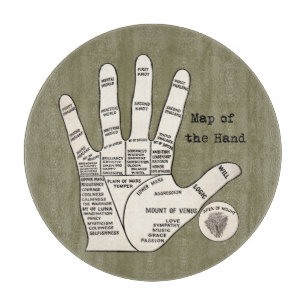 Antique Palm Reader Hand Diagram: Palmistry Cutting Board
