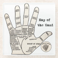Antique Palm Reader Hand Diagram: Palmistry