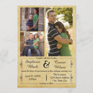 Antique Paper 3 Photos - Wedding Invitation