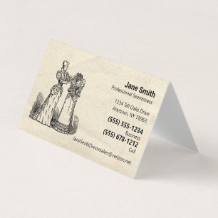 Antique Paper Old Fashion Seamstress Dressmaker Business Card