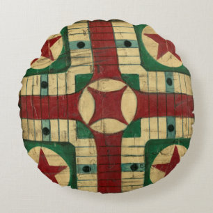 Antique Parcheesi Game Board by Ethan Harper Round Cushion