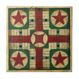 Antique Parcheesi Game Board by Ethan Harper Tile