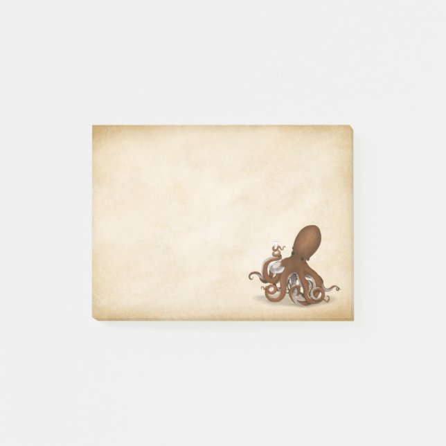 Antique Parchment Chemistry Octopus Steampunk Post-it Notes (Front)