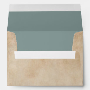 Antique Parchment Slate Blue-Green Liner Custom Envelope