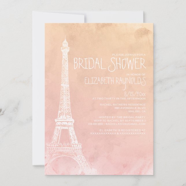 Antique Paris Bridal Shower Invitations (Front)