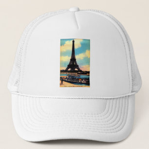 Antique Paris French Chic Eiffel Tower Trucker Hat
