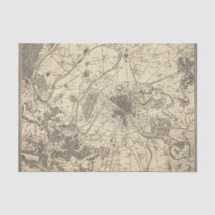 Antique Paris Map Tissue Paper