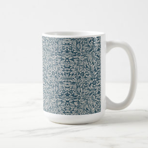 Antique Pattern of Worn out Leaves Blue Background Coffee Mug
