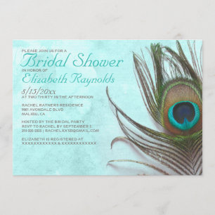 Antique Peacock Feather Bridal Shower Invitations